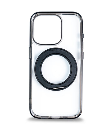 iPhone 15 Pro Back Cover Case | 360 Kickstand Mag-X - Clear Black