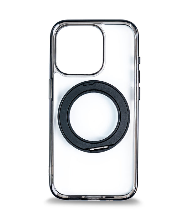 iPhone 15 Back Cover Case | 360 Kickstand Mag-X - Clear Black