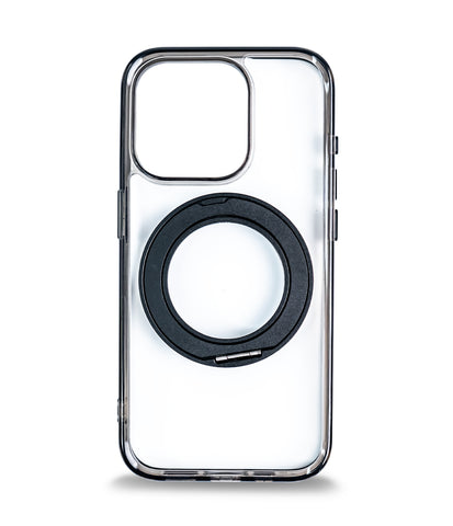 iPhone 15 Back Cover Case | 360 Kickstand Mag-X - Clear Black
