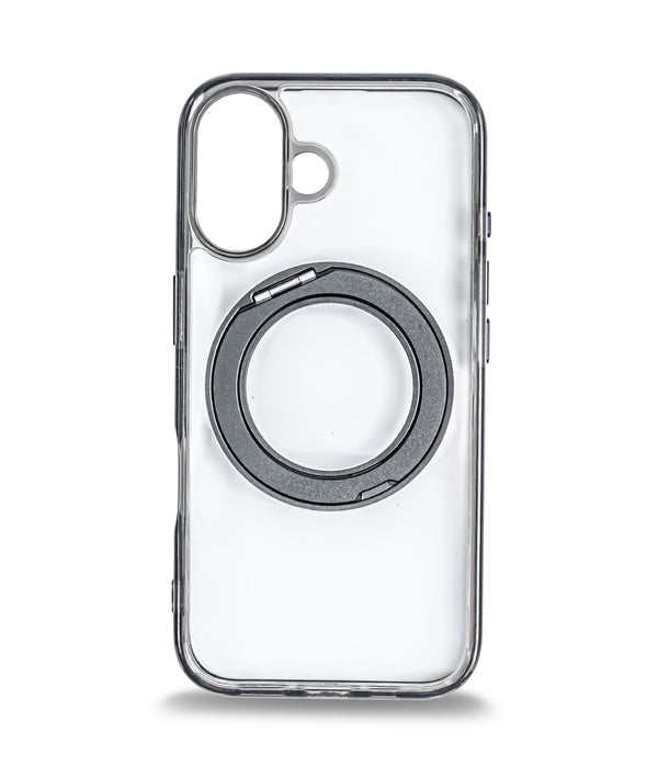 iPhone 16 Back Cover Case | 360 Kickstand Mag-X - Clear Black