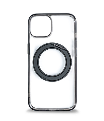 iPhone 14 Back Cover Case | 360 Kickstand Mag-X - Clear Black
