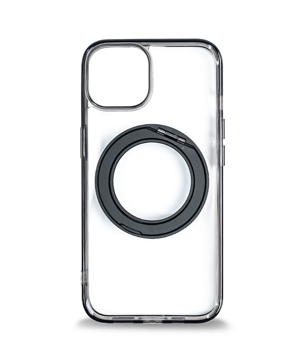 iPhone 14 Back Cover Case | 360 Kickstand Mag-X - Clear Black
