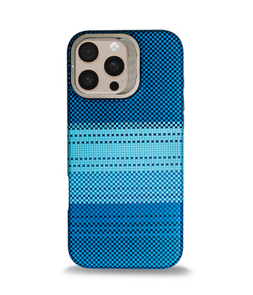 iPhone 16 Pro Max Back Cover Case | Carbon Fiber Bracket Kickstand Mag-X - Moonrise Blue
