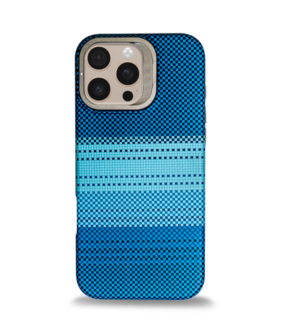 iPhone 16 Pro Max Back Cover Case | Carbon Fiber Bracket Kickstand Mag-X - Moonrise Blue