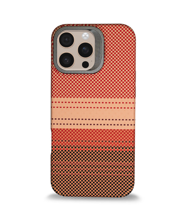 iPhone 16 Pro Back Cover Case | Carbon Fiber Bracket Kickstand Mag-X - Sunset Orange