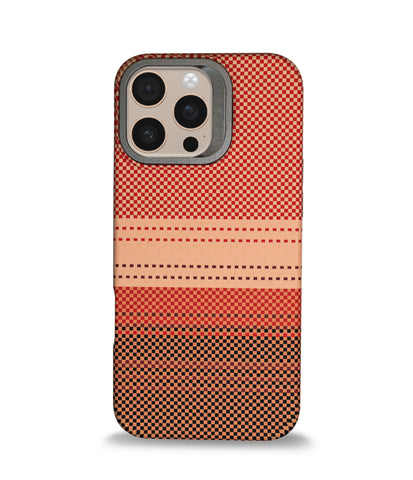iPhone 16 Pro Back Cover Case | Carbon Fiber Bracket Kickstand Mag-X - Sunset Orange