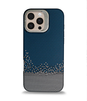 iPhone 16 Pro Max Back Cover Case | Carbon Fiber Bracket Kickstand Mag-X - Silver Sand Blue