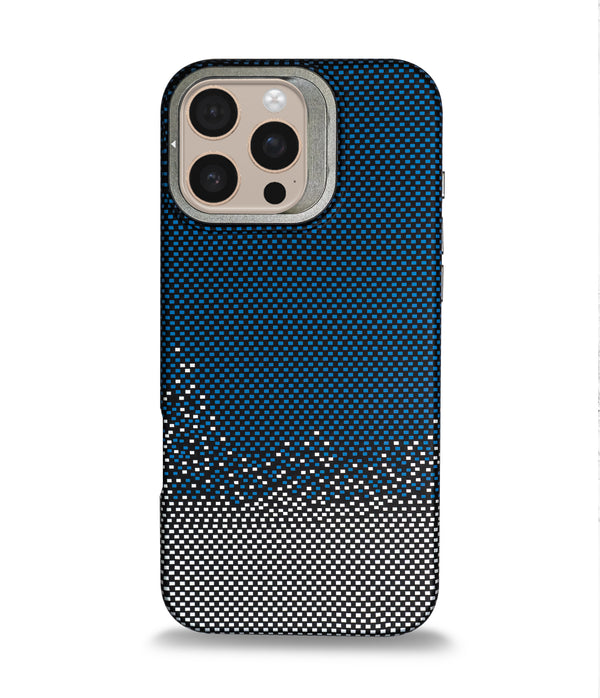 iPhone 16 Pro Back Cover Case | Carbon Fiber Bracket Kickstand Mag-X - Silver Sand Blue