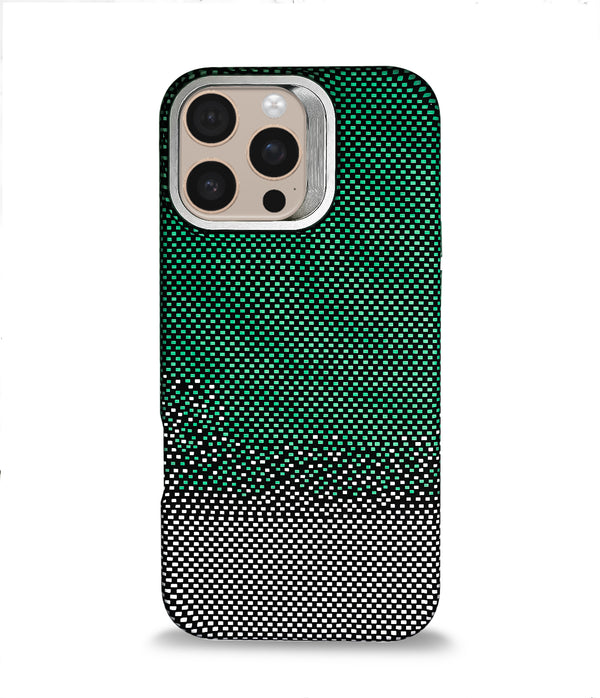 iPhone 16 Pro Max Back Cover Case | Carbon Fiber Bracket Kickstand Mag-X - Silver Sand Green