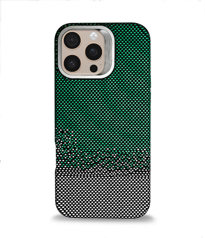 iPhone 16 Pro Back Cover Case | Carbon Fiber Bracket Kickstand Mag-X - Silver Sand Green