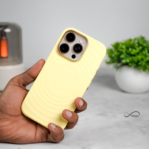 iPhone 16 Pro Max Back Cover Case | Silicone Wave Mag-X - Yellow