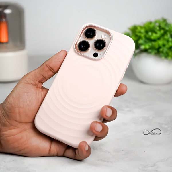 iPhone 16 Pro Max Back Cover Case | Silicone Wave Mag-X - Pink