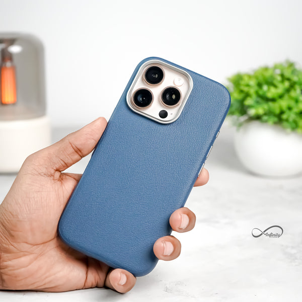iPhone 16 Pro Max Back Cover Case | PU Leather Mag-X - Blue