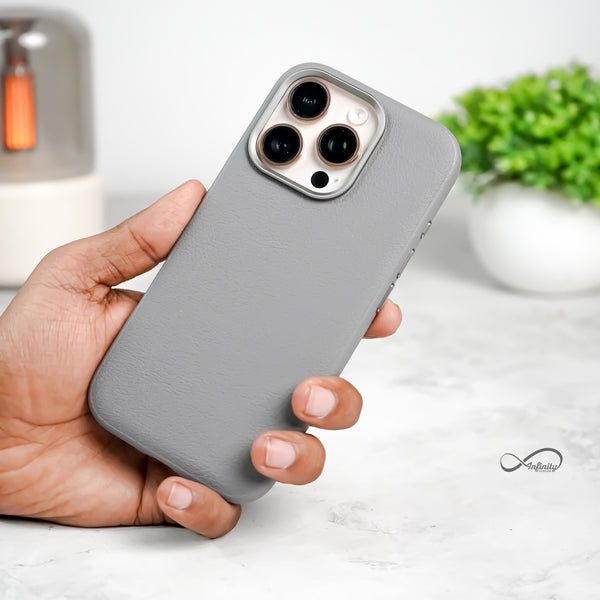 iPhone 16 Pro Max Back Cover Case | PU Leather Mag-X - Gray