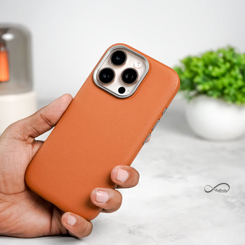 iPhone 16 Pro Max Back Cover Case | PU Leather Mag-X - Brown