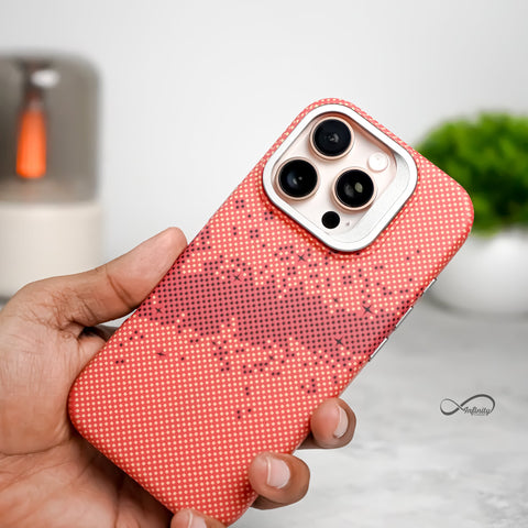 iPhone 15 Pro Max Back Cover Case | Carbon Fiber Kickstand Mag-X - Galaxy Orange