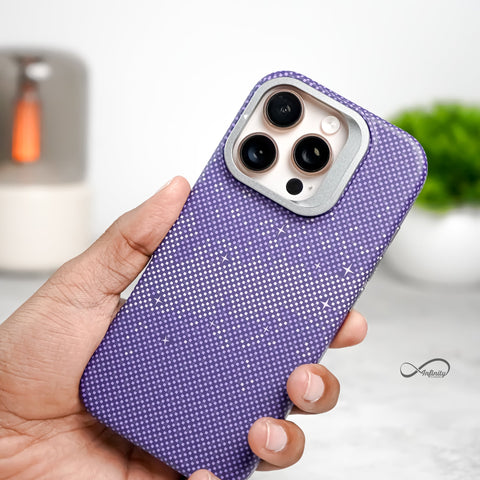 iPhone 15 Pro Max Back Cover Case | Carbon Fiber Kickstand Mag-X - Galaxy Purple