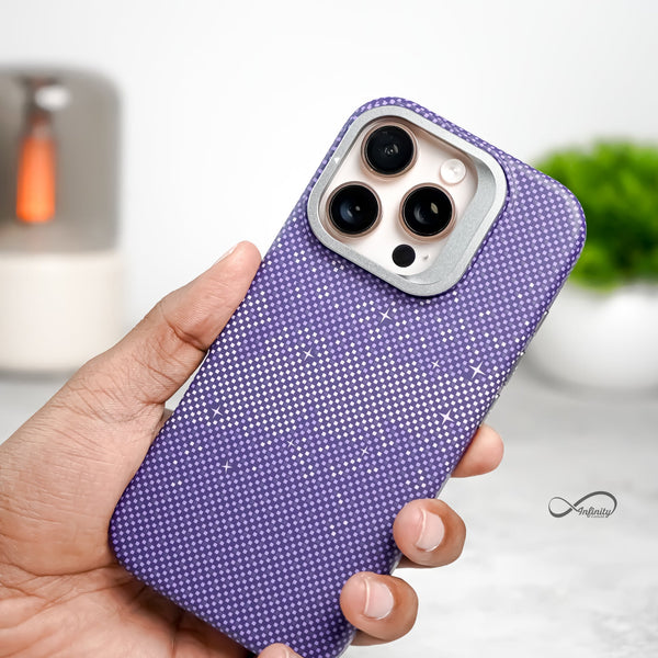 iPhone 15 Pro Back Cover Case | Carbon Fiber Kickstand Mag-X - Galaxy Purple