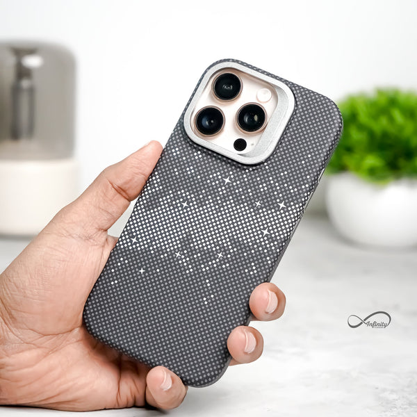 iPhone 15 Pro Back Cover Case | Carbon Fiber Kickstand Mag-X - Galaxy Black