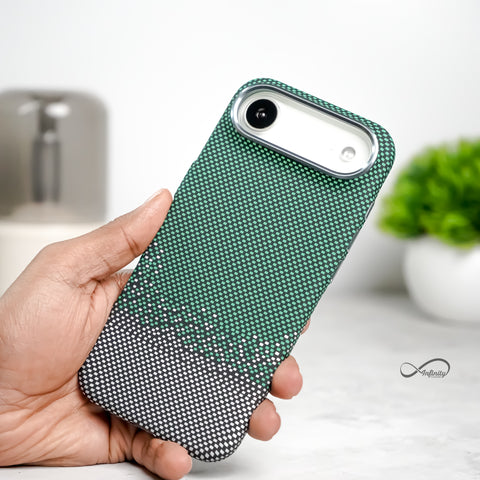 iPhone 17 Air Back Cover Case | Carbon Fiber Mag-X - Silver Sand Green