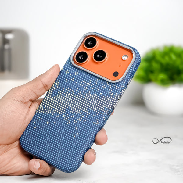 iPhone 17 Pro Max Back Cover Case | Carbon Fiber Mag-X - Galaxy Blue