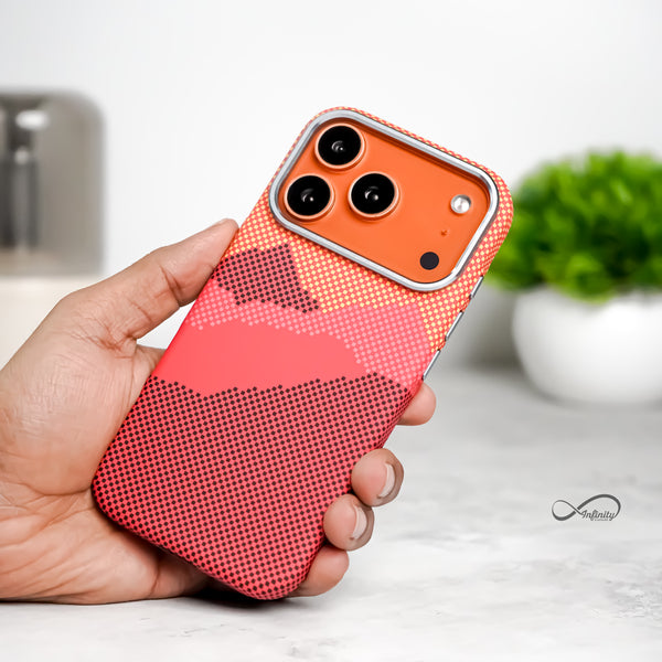 iPhone 17 Pro Max Back Cover Case | Carbon Fiber Mag-X - Mountain Peak Orange