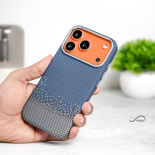 iPhone 17 Pro Max Back Cover Case | Carbon Fiber Mag-X - Silver Sand Blue