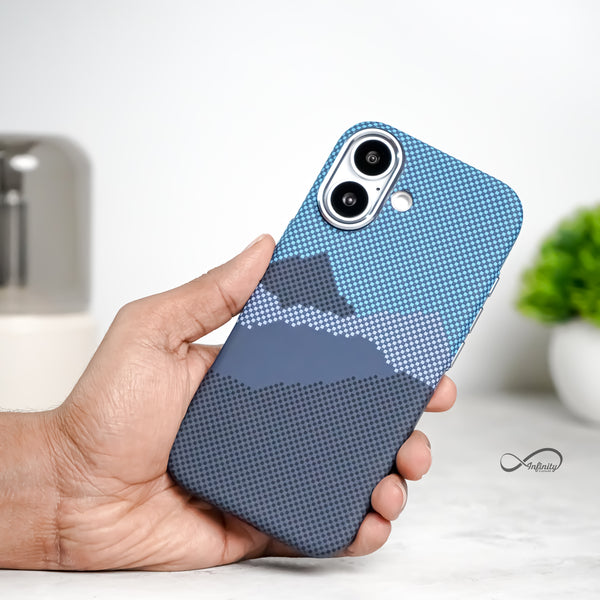 iPhone 17 Back Cover Case | Carbon Fiber Mag-X - Mountain Peak Blue