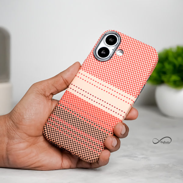 iPhone 17 Back Cover Case | Carbon Fiber Mag-X - Sunset Orange