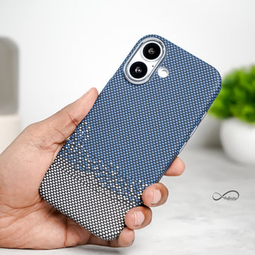 iPhone 17 Back Cover Case | Carbon Fiber Mag-X - Silver Sand Blue