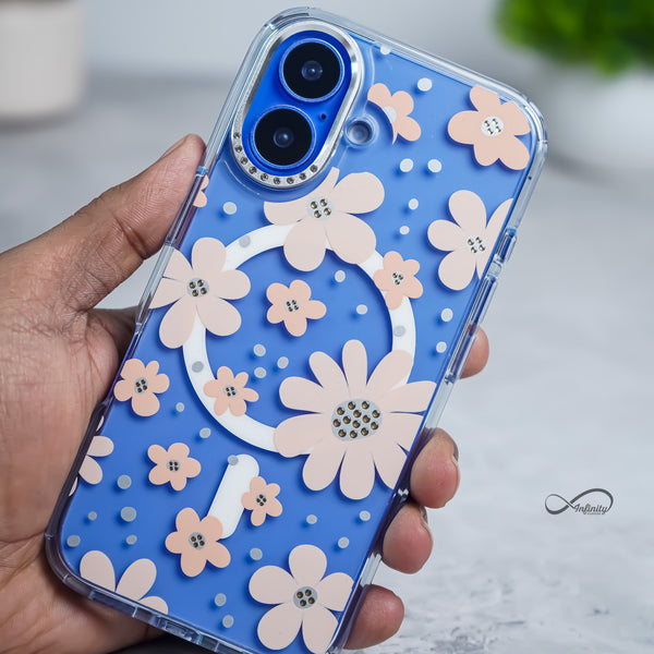 iPhone 16 Back Cover Case | Floral Case Mag-X - Gold