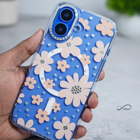 iPhone 16 Back Cover Case | Floral Case Mag-X - Gold