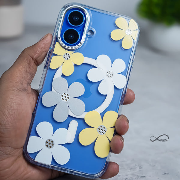 iPhone 16 Back Cover Case | Floral Case Mag-X - Yellow