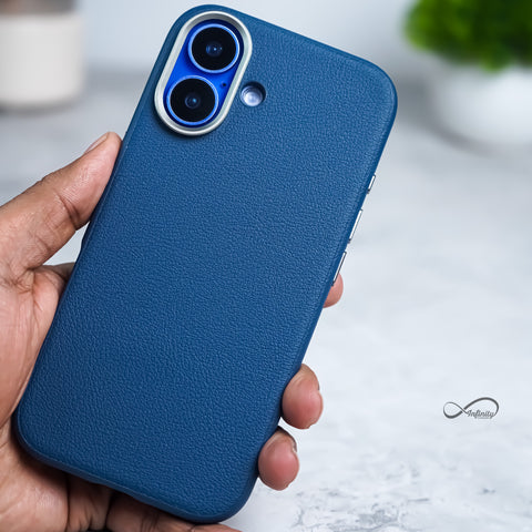 iPhone 16 Back Cover Case | PU Leather Mag-X - Blue