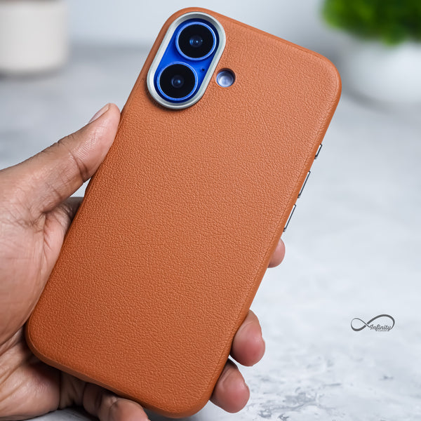 iPhone 16 Back Cover Case | PU Leather Mag-X - Brown