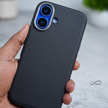 iPhone 16 Back Cover Case | PU Leather Mag-X - Black