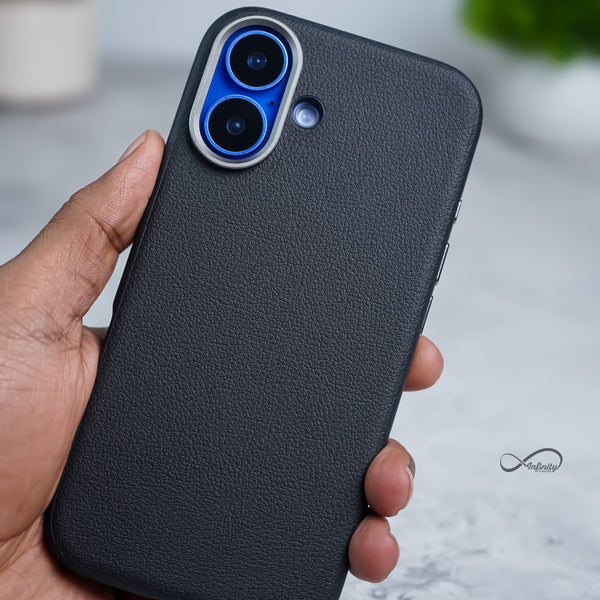 iPhone 16 Back Cover Case | PU Leather Mag-X - Black