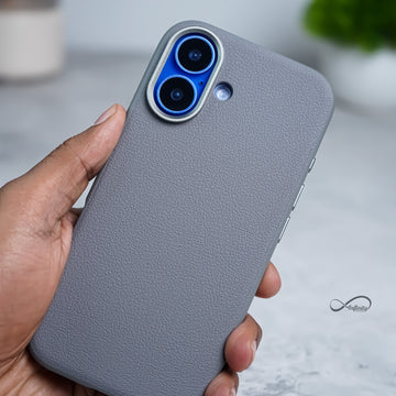 iPhone 16 Back Cover Case | PU Leather Mag-X - Gray