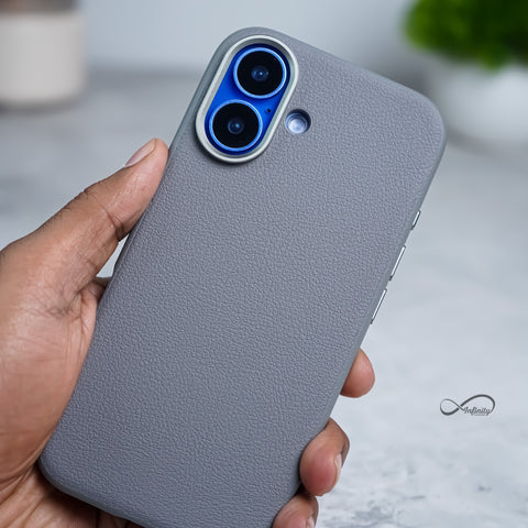 iPhone 16 Back Cover Case | PU Leather Mag-X - Gray