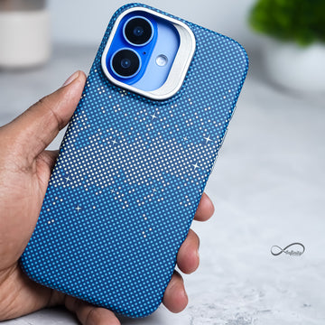 iPhone 16 Plus Back Cover Case | Carbon Fiber Kickstand Mag-X - Galaxy Blue