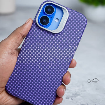 iPhone 16 Back Cover Case | Carbon Fiber Kickstand Mag-X - Galaxy Purple