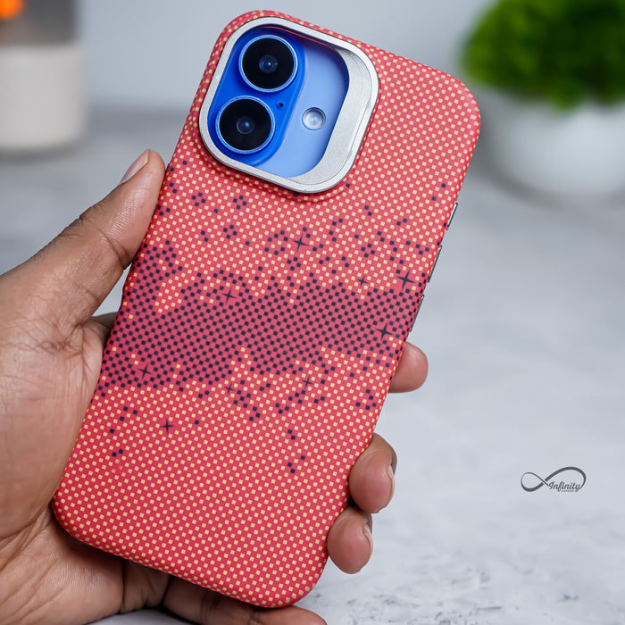 iPhone 16 Back Cover Case | Carbon Fiber Kickstand Mag-X - Galaxy Orange