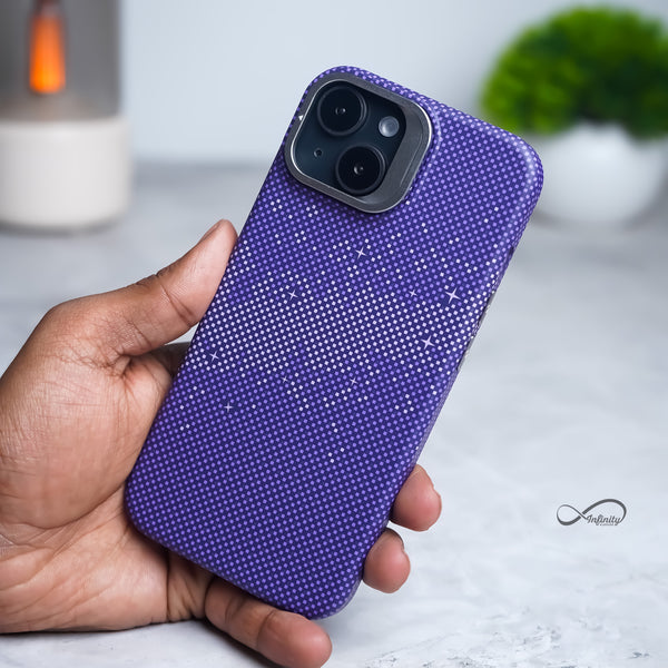 iPhone 13 Back Cover Case | Carbon Fiber Kickstand Mag-X - Galaxy Purple