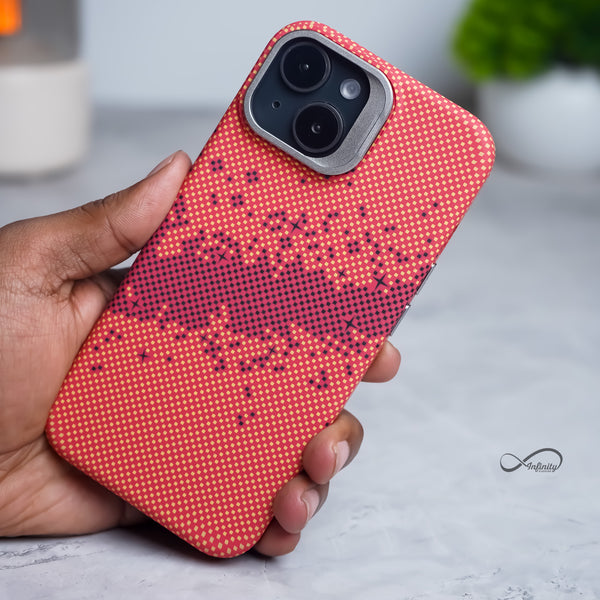 iPhone 13 Back Cover Case | Carbon Fiber Kickstand Mag-X - Galaxy Orange