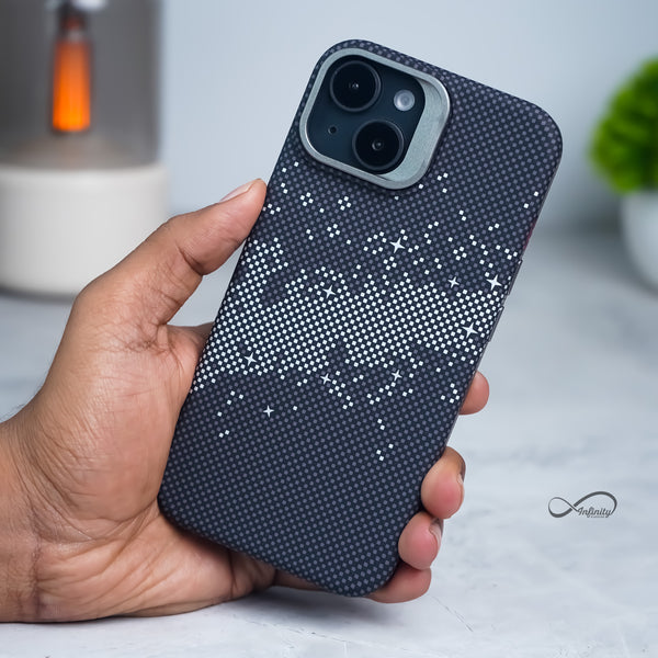 iPhone 13 Back Cover Case | Carbon Fiber Kickstand Mag-X - Galaxy Black