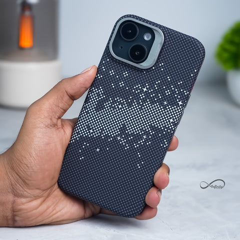 iPhone 13 Back Cover Case | Carbon Fiber Kickstand Mag-X - Galaxy Black