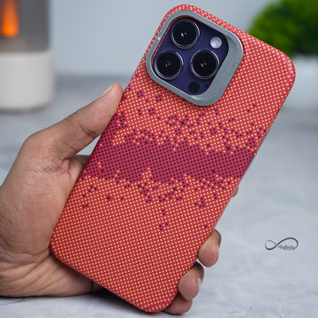 iPhone 14 Pro Back Cover Case | Carbon Fiber Kickstand Mag-X - Galaxy Orange
