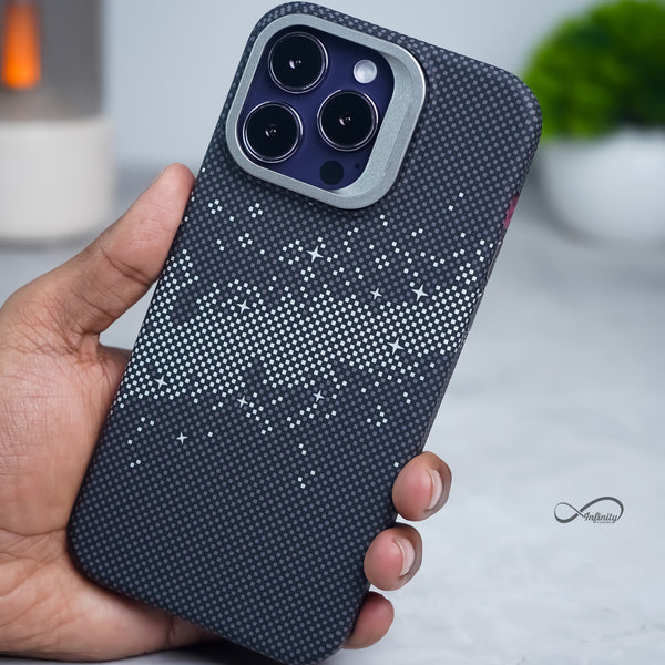 iPhone 14 Pro Max Back Cover Case | Carbon Fiber Kickstand Mag-X - Galaxy Black