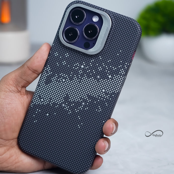 iPhone 14 Pro Max Back Cover Case | Carbon Fiber Kickstand Mag-X - Galaxy Black
