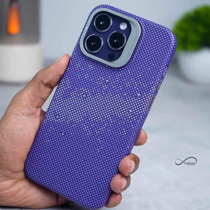 iPhone 14 Pro Max Back Cover Case | Carbon Fiber Kickstand Mag-X - Galaxy Purple